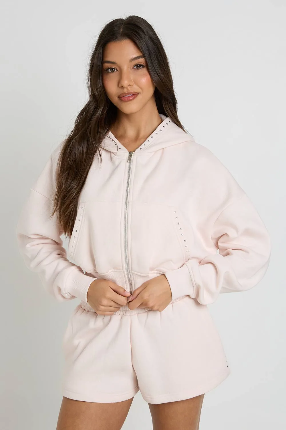Stud Detail Sweat Short by boohoo