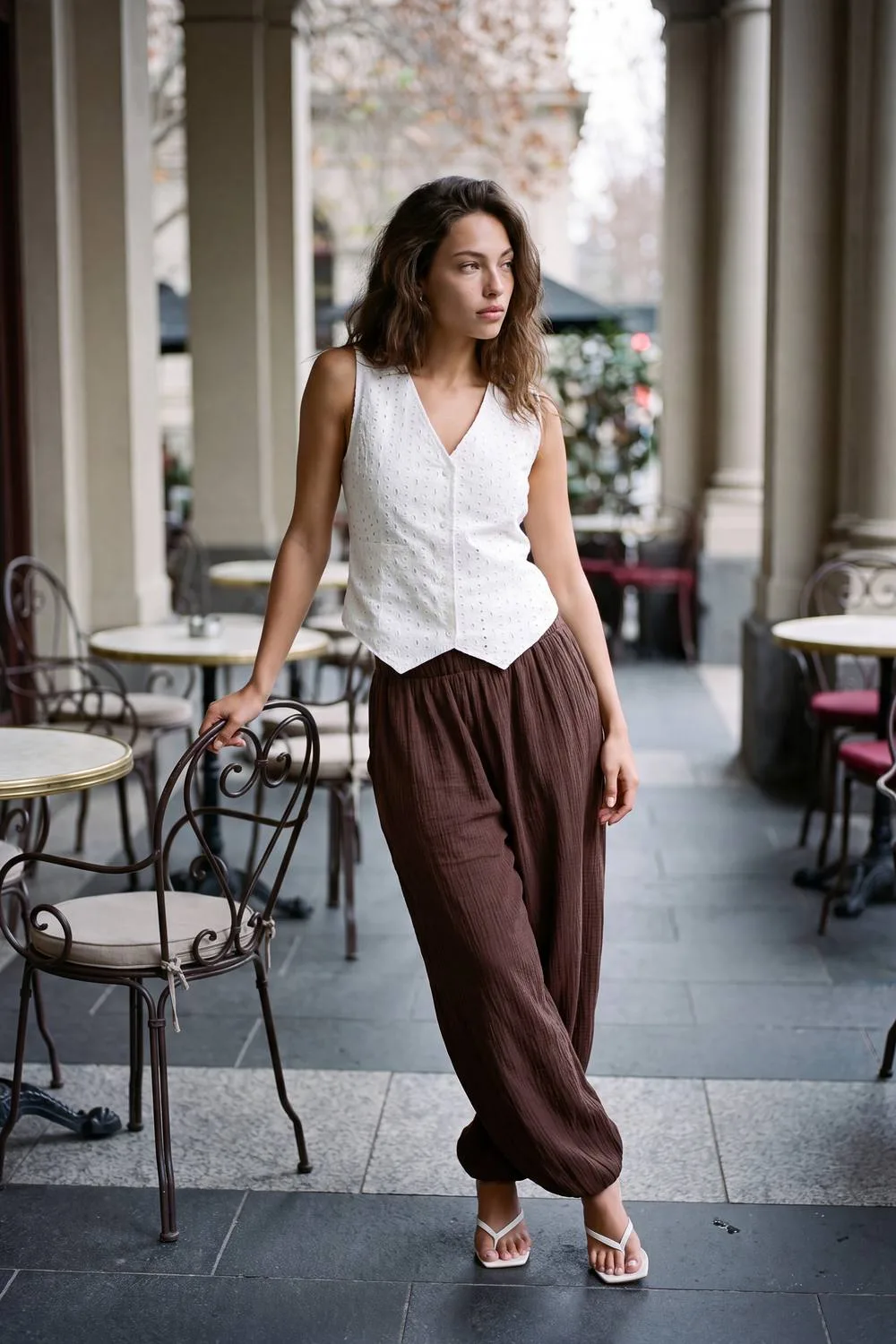 Broderie V Neck Waistcoat by boohoo
