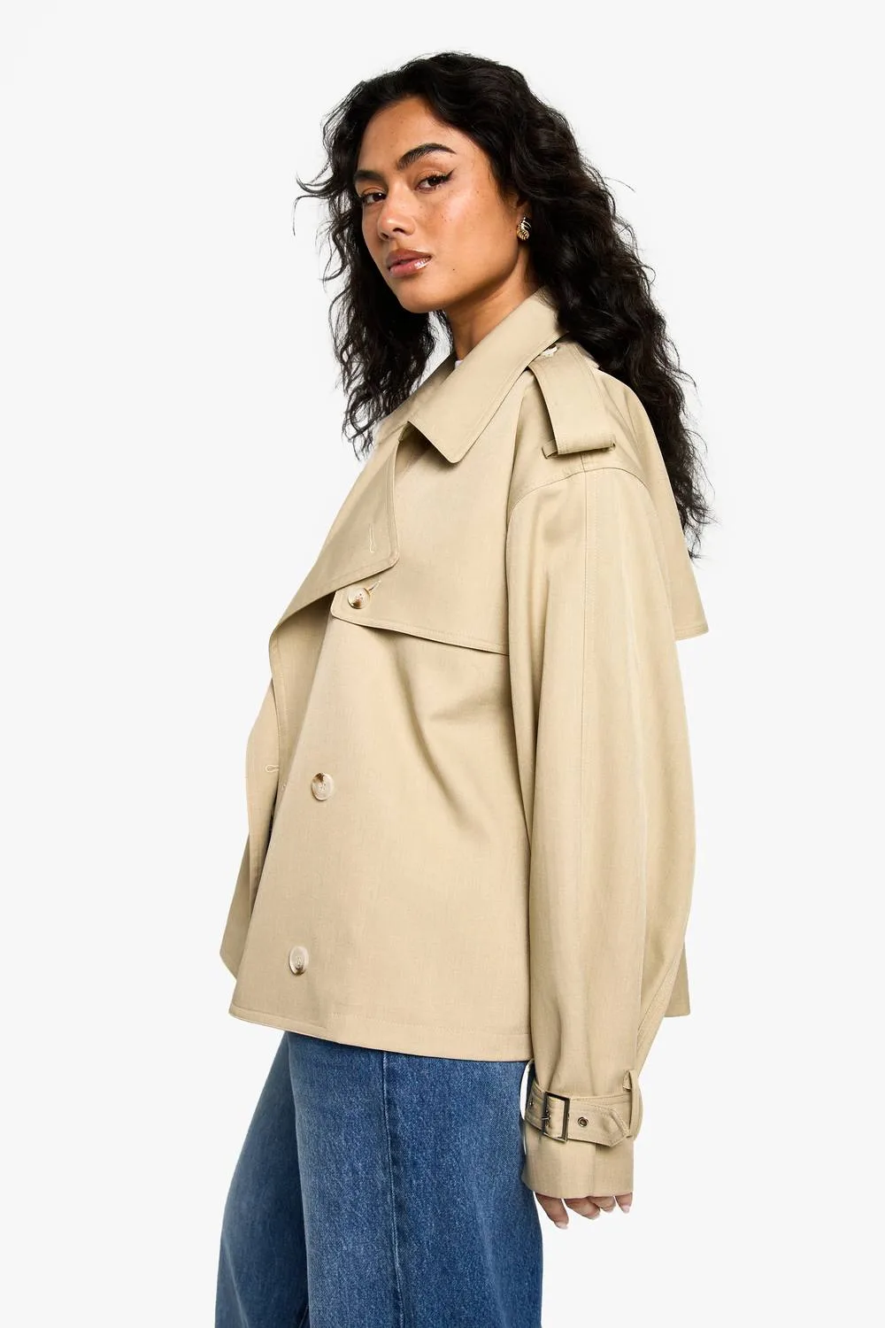Short Belted Trench Coat - Stone by boohoo