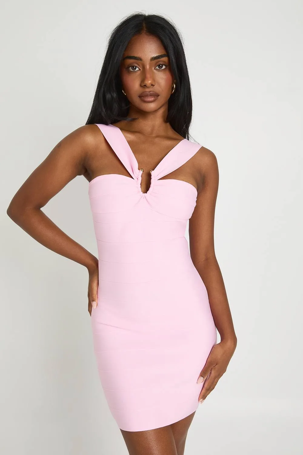 Premium Bandage Plunge Front Mini Dress by boohoo