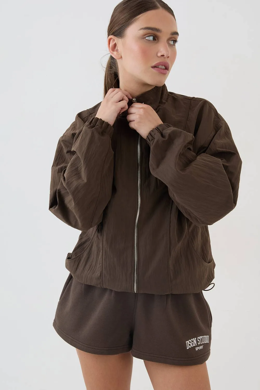 Peached Funnel Neck Jacket by DSGN Studio
