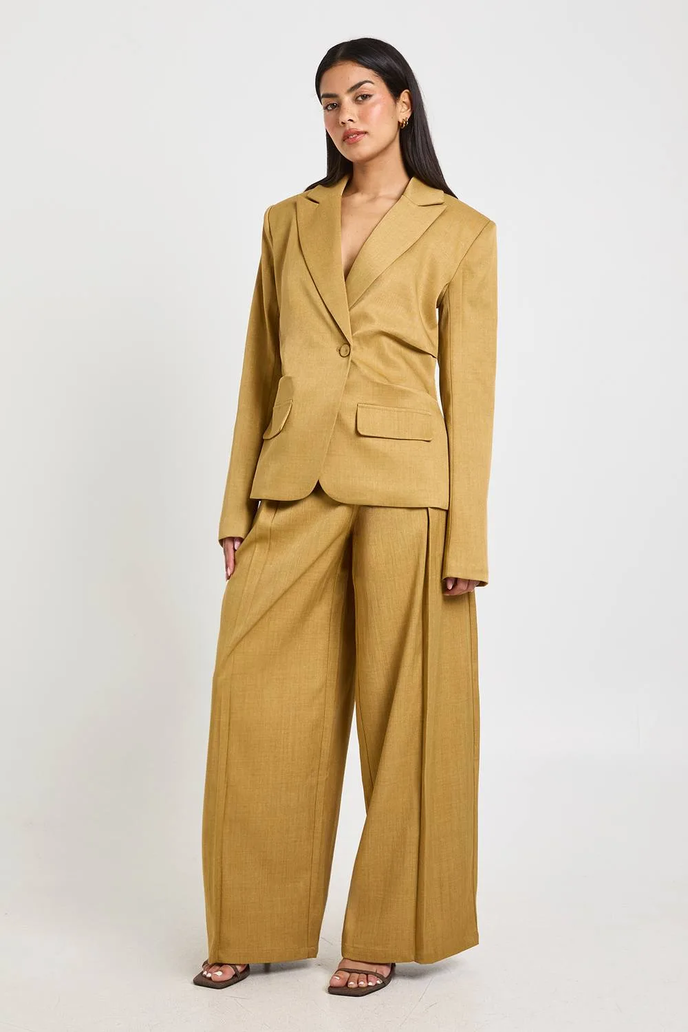 Pleat Front Wide Leg Trousers by boohoo