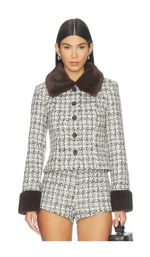 Ivette Faux Fur Trim Tweed Jacket