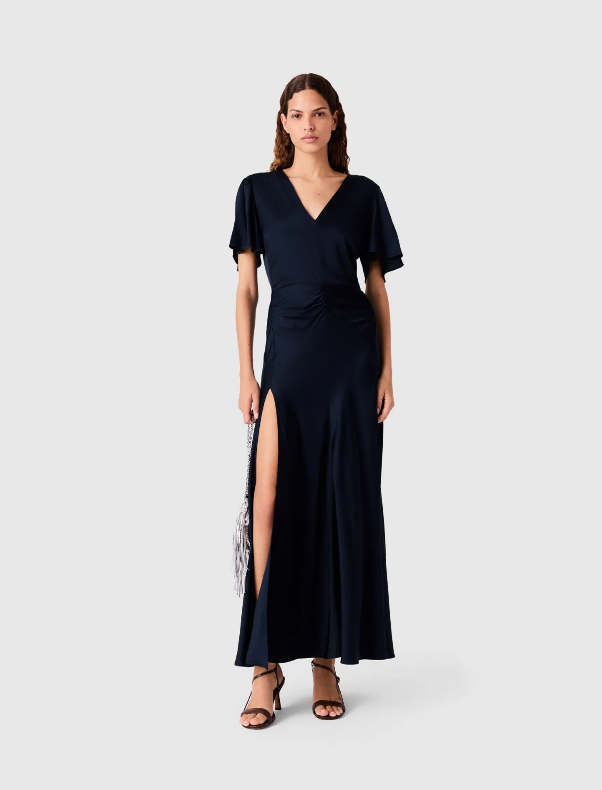 Draped Satin Maxi Dress by Maje
