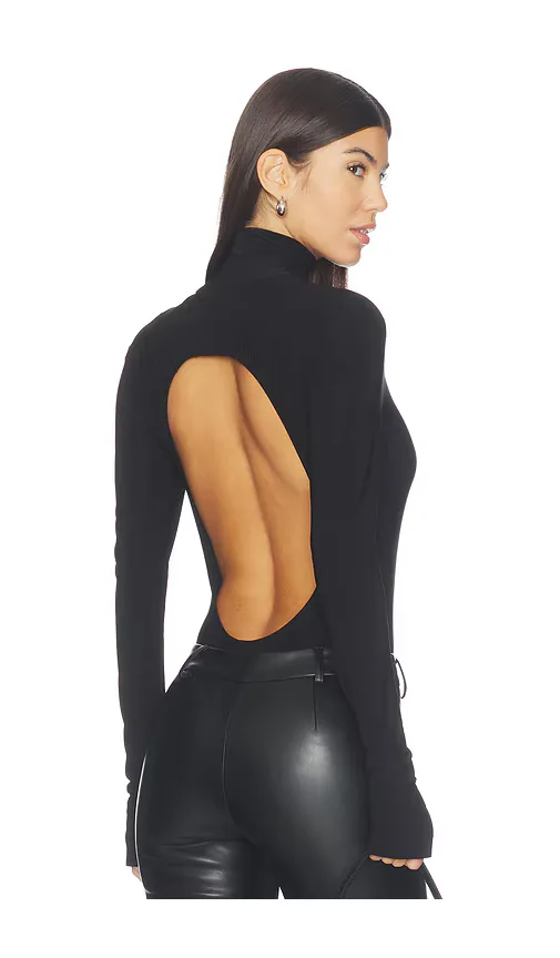 Long Sleeve Turtleneck Open Back Bodysuit by Norma Kamali