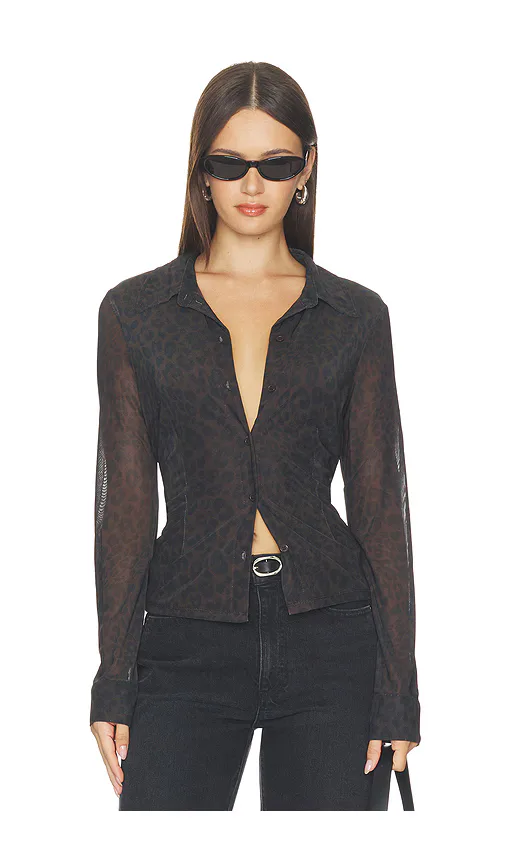 Fitted Mesh Button Down Top by Sanctuary