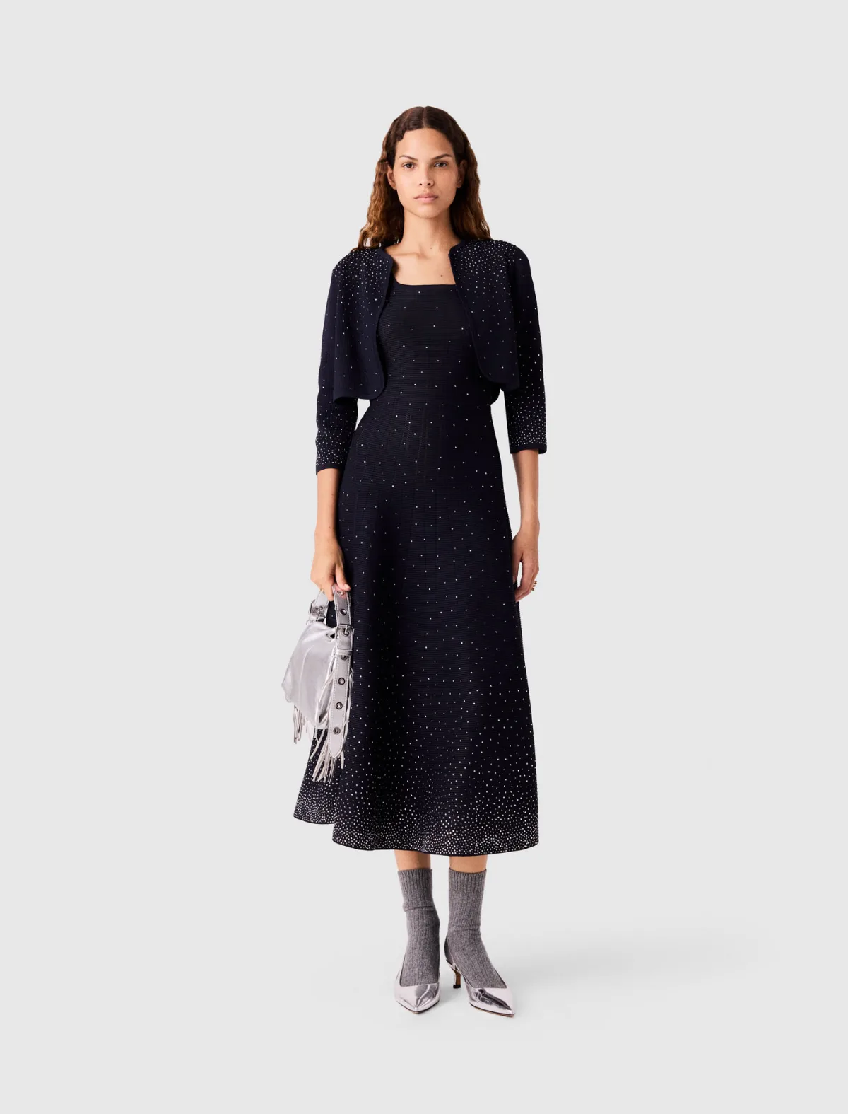 Rhinestone Cardigan by Maje