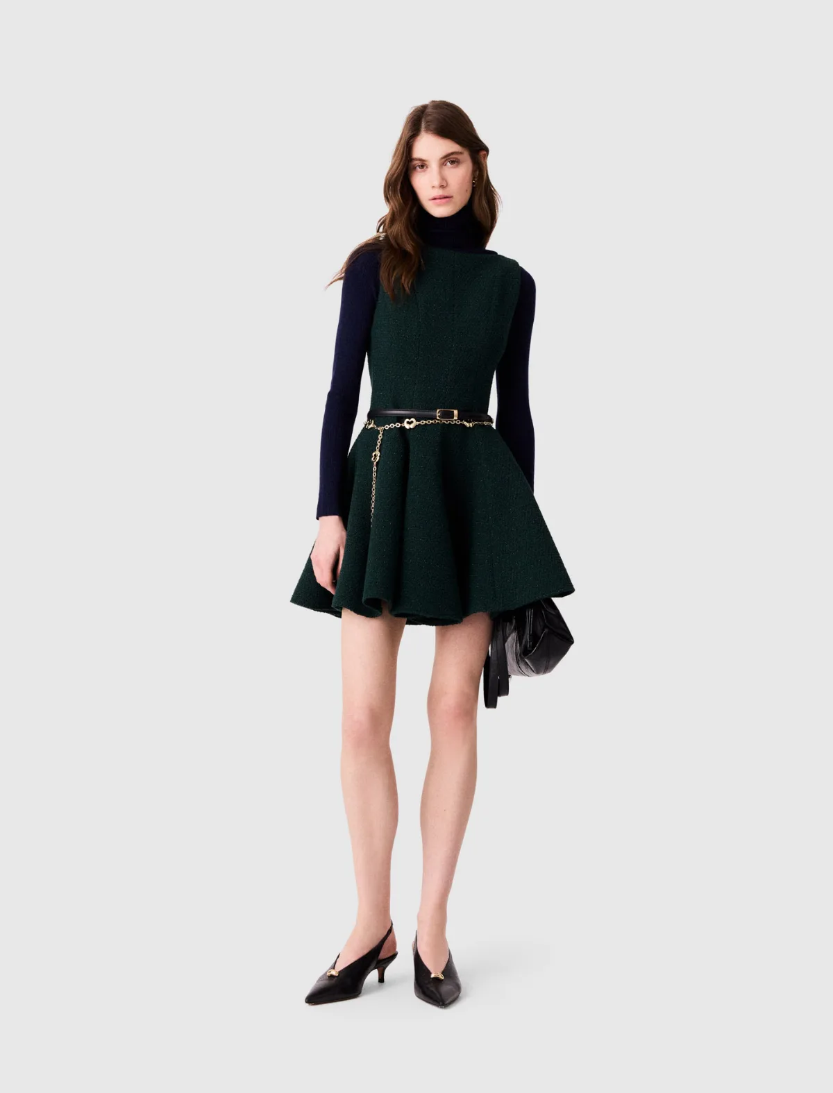 Short Sleeveless Tweed Dress by Maje