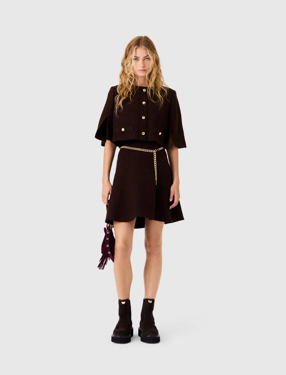 2-In-1 Tweed Cape Dress by Maje
