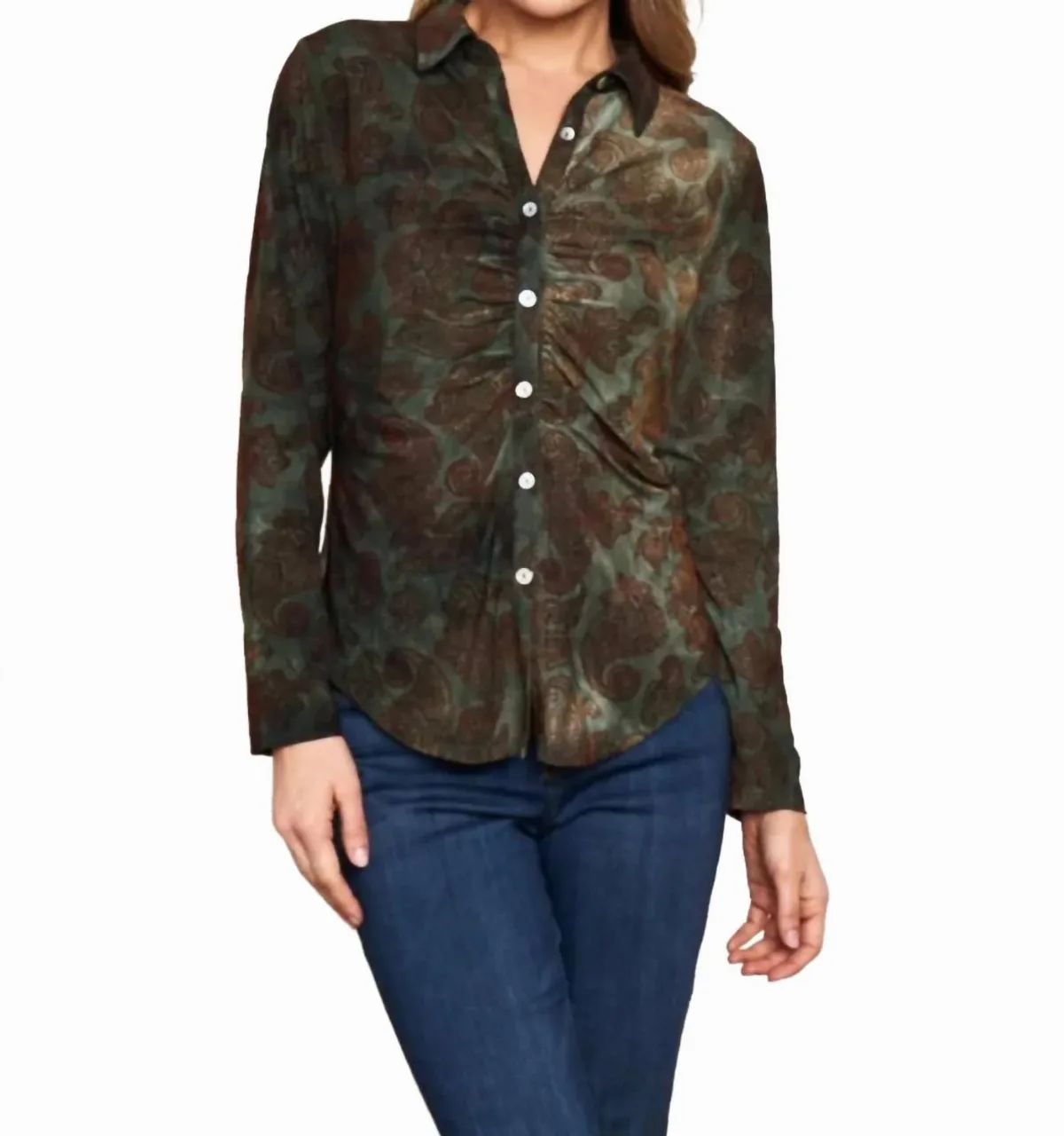 Flocked Long Sleeve Top by PAPARAZZI