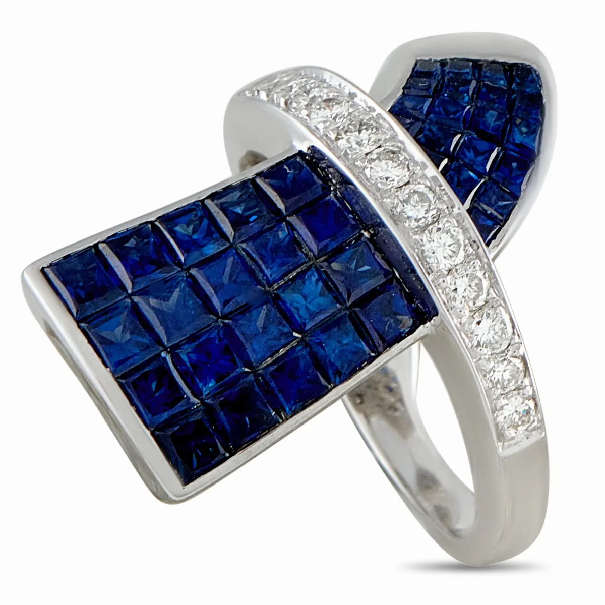 18K White Gold 0.40ct Diamond and Sapphire Ring by LB Exclusive