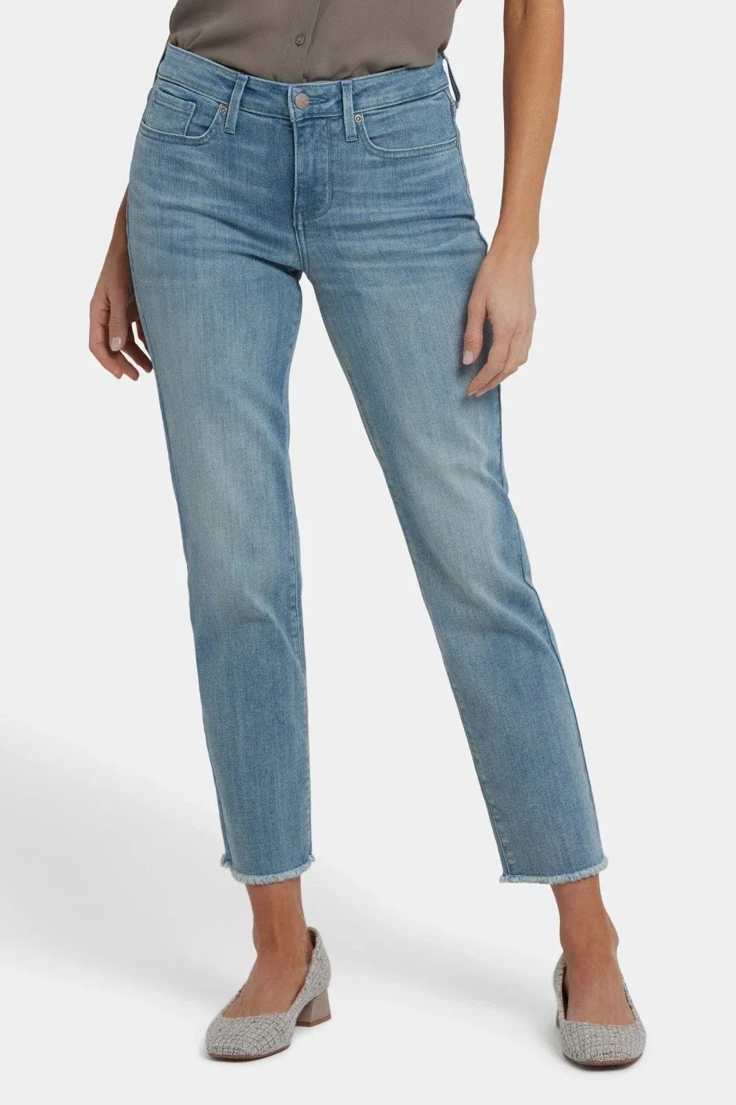 Sheri Slim Ankle Jeans Light Paradise Denim Frayed Hem
