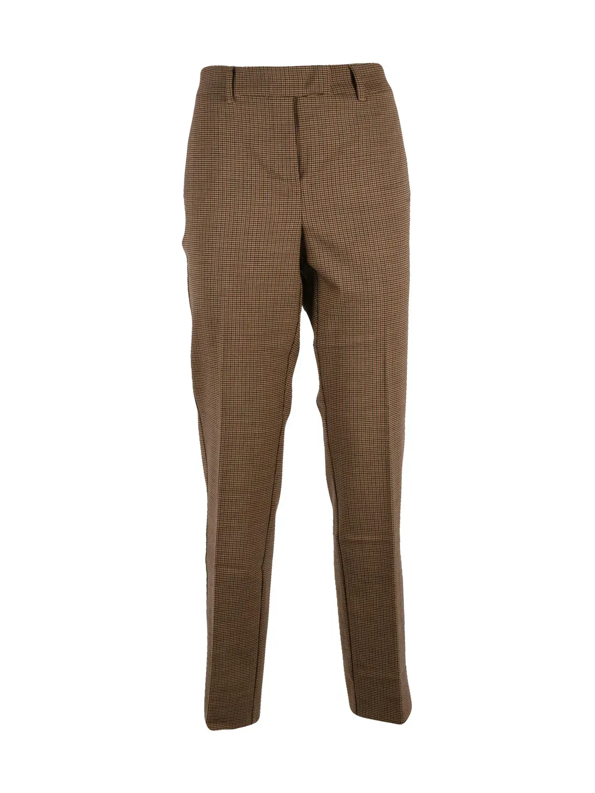 Beige Checkered Virgin Wool-Blend Pants by Marella