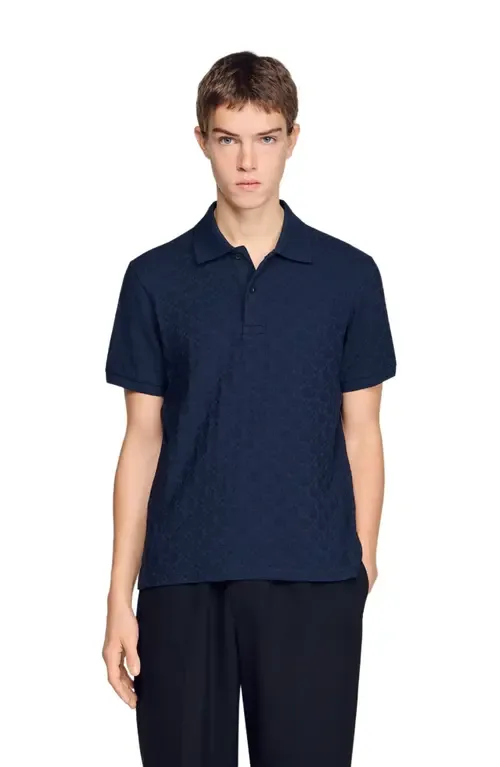 Square Cross Jacquard Polo Shirt by SANDRO