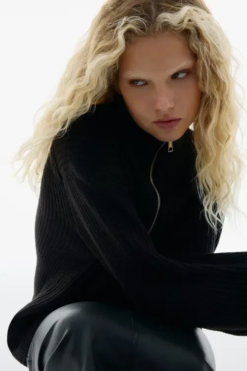 Chunky-Knit Half-Zip Sweater by H&M