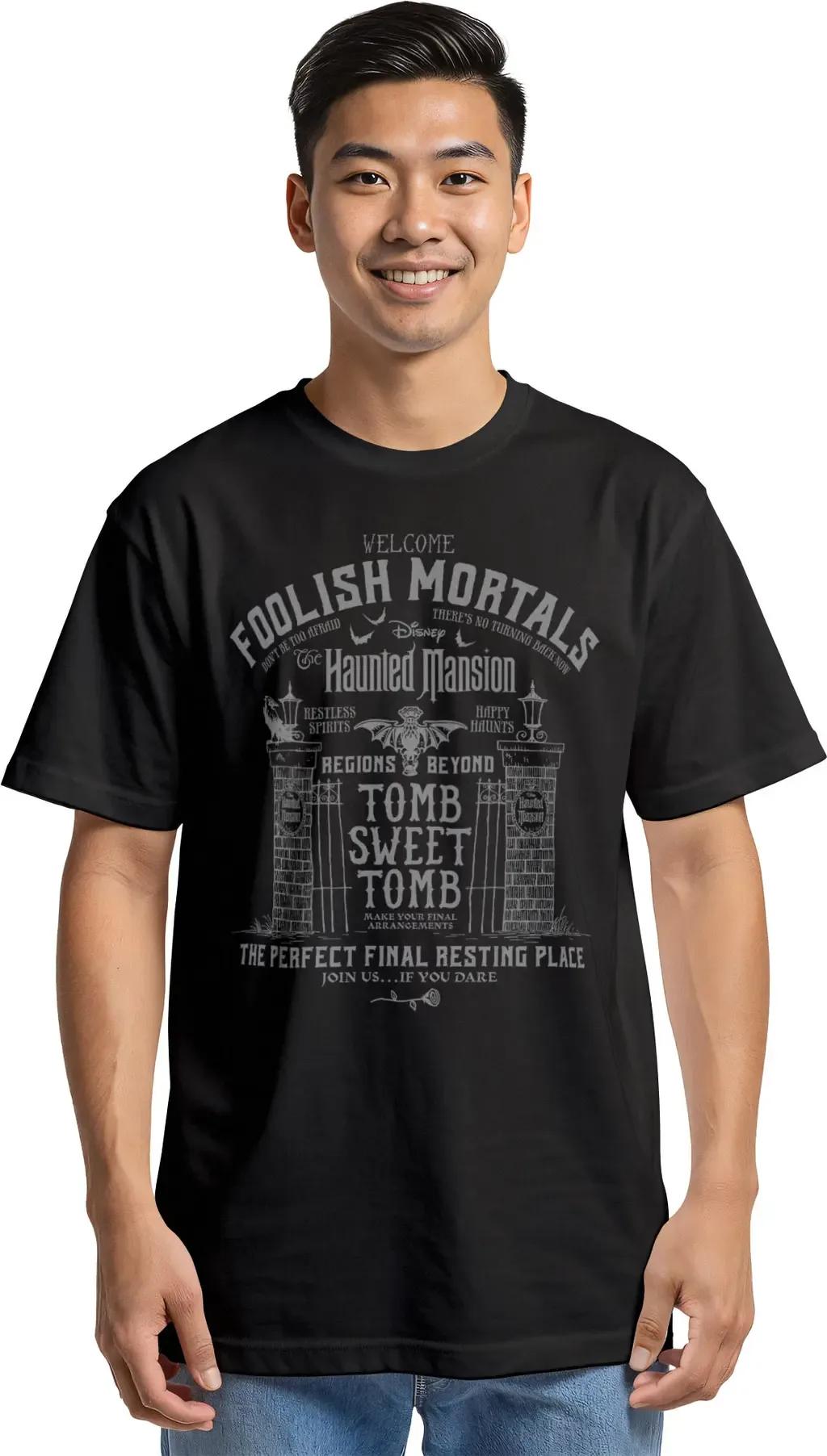 Haunted Mansion Welcome Foolish Mortals T-Shirt by Haunted Mansion