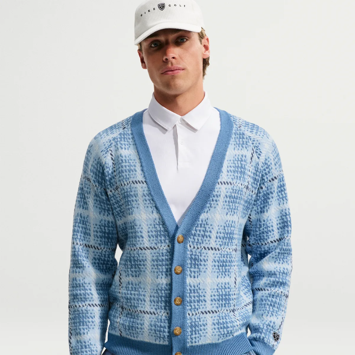 Tartan Loose Golf Cardigan by Nike