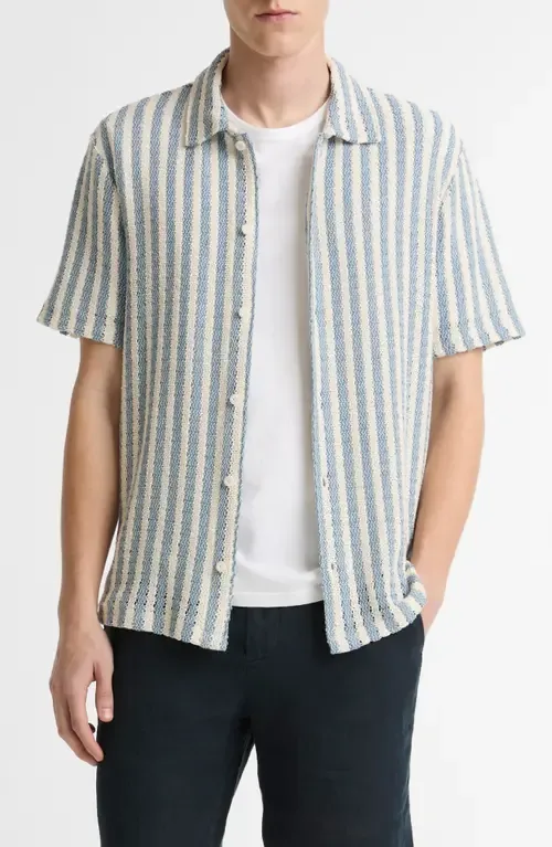 Beach Stripe Cotton-Blend Button-Front Shirt by Vince