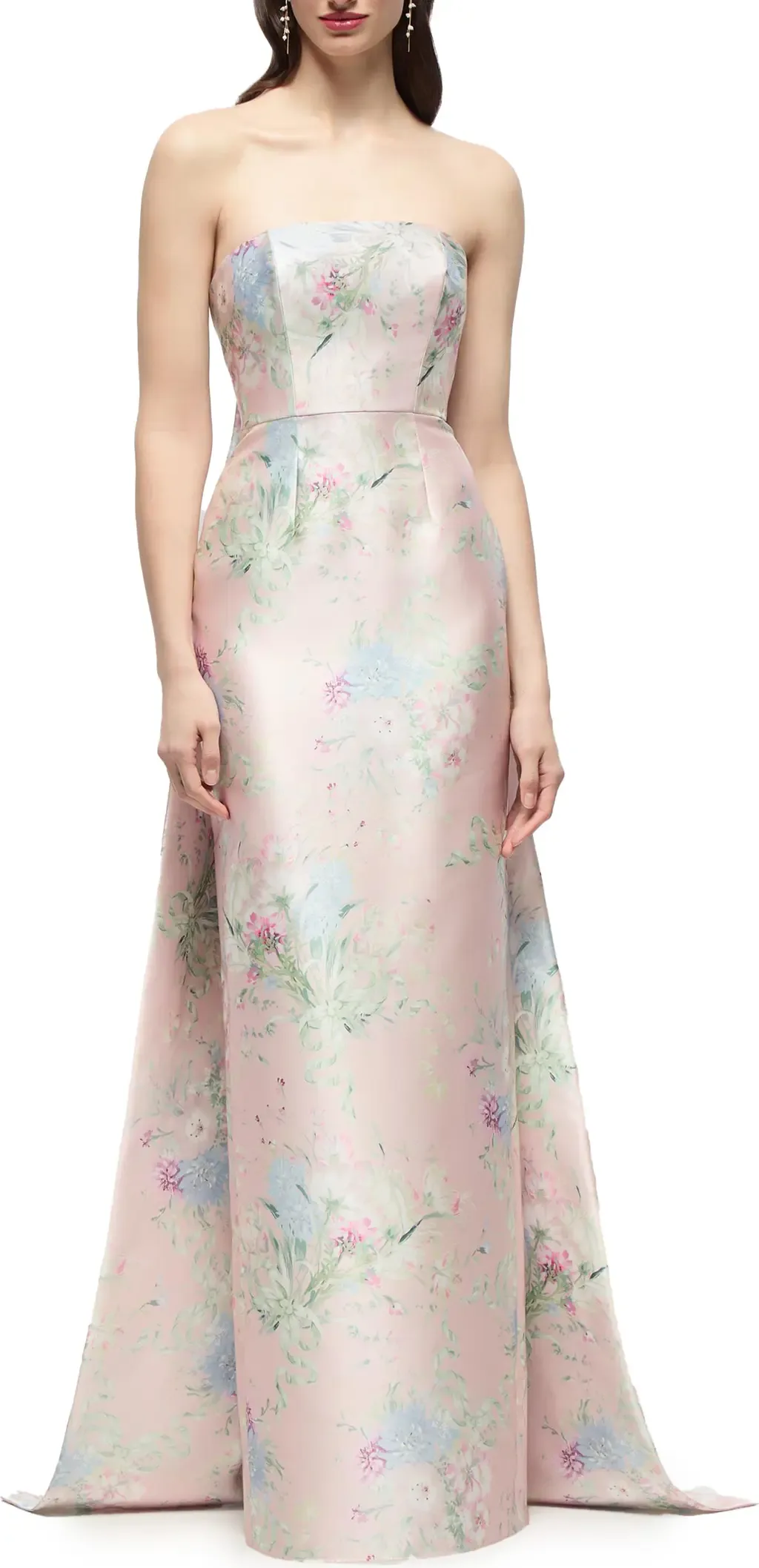 Strapless Satin Twill Gown with Removable Train by Alfred Sung