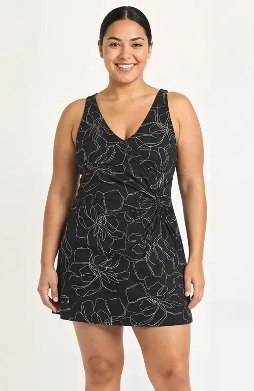 Alana Wrap-Style Swim Dress with Hidden Bottoms and Adjustable Straps by Calypsa