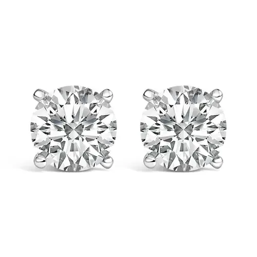 14K White Gold 2 1/2 Cttw Lab Grown Diamond Solitaire Stud Earrings by Haus of Brilliance