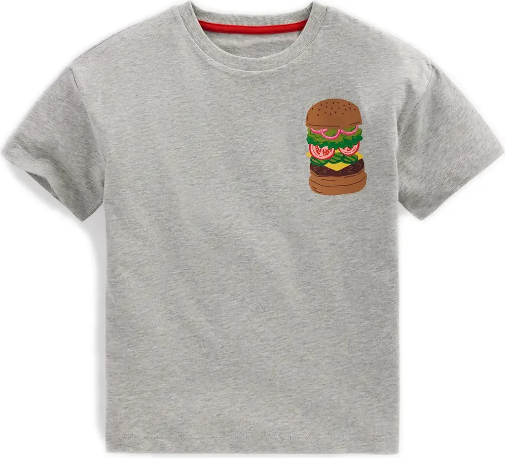 Stacked Burger Graphic Cotton T-Shirt by Mini Boden
