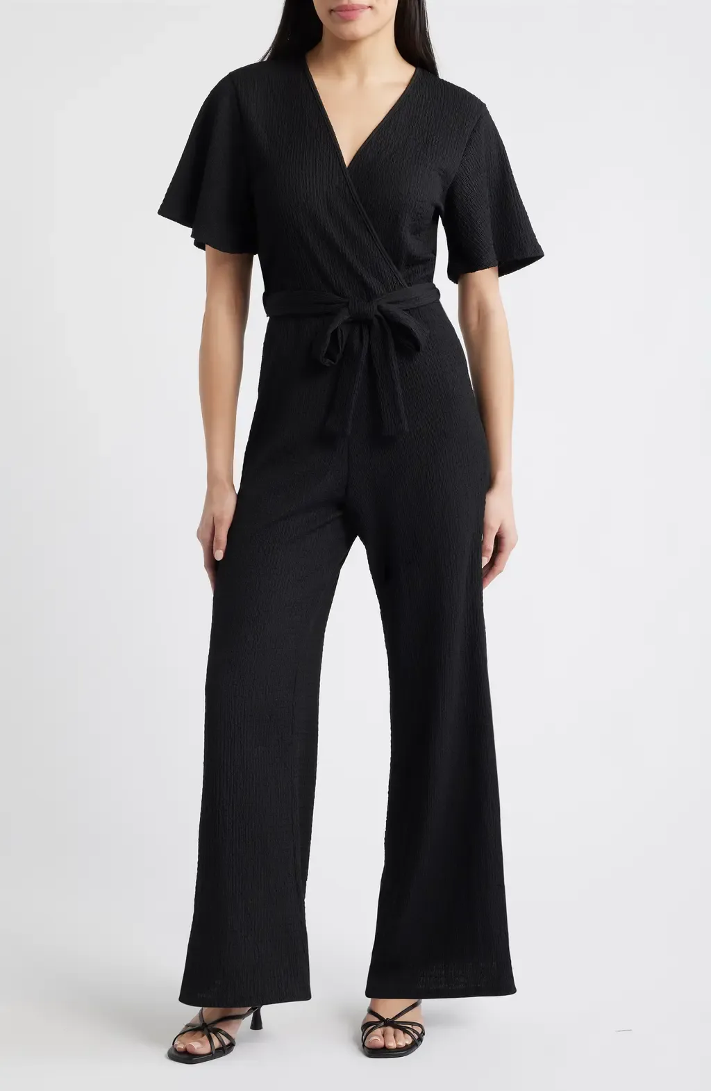 Flutter Sleeve Textured Jumpsuit