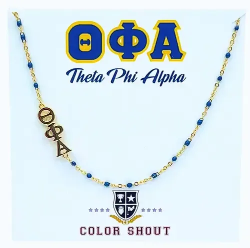 Theta Phi Alpha Greek Letter Side Set Necklace by Color Shout
