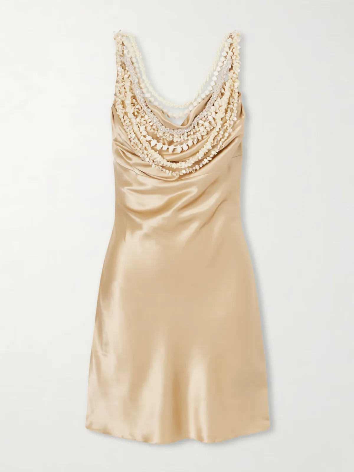 - Embellished Draped Silk-satin Mini Dress -