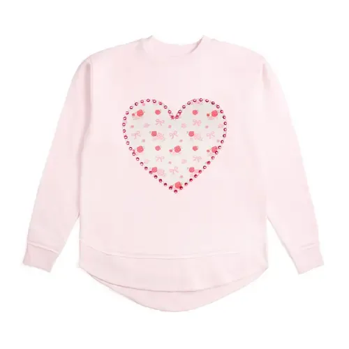 Dainty Rose Pearl Heart Patch Sweatshirt by Sweet Wink