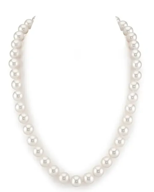 9.5-10.5mm White Freshwater Pearl Necklace - AAA Quality by The Pearl Source