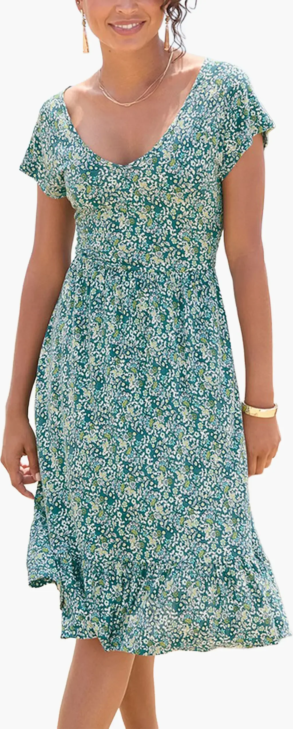 V-Neck Flounce Dress