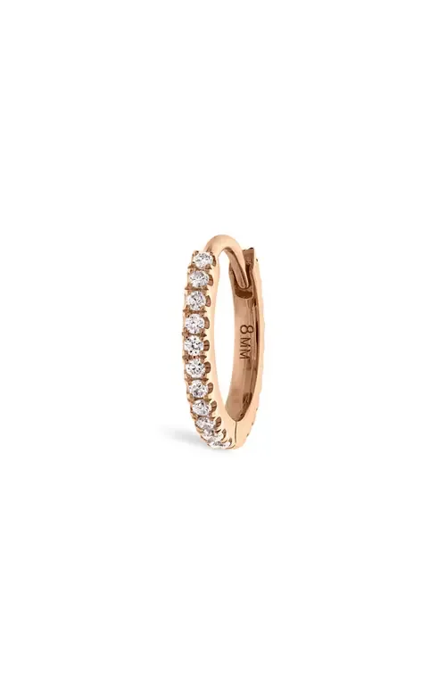 Eternity Single Hoop Earring in 18K Rose Gold/Diamond by MARIA TASH