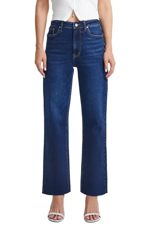 High Waist Raw Hem Ankle Straight Leg Jeans by Bayeas