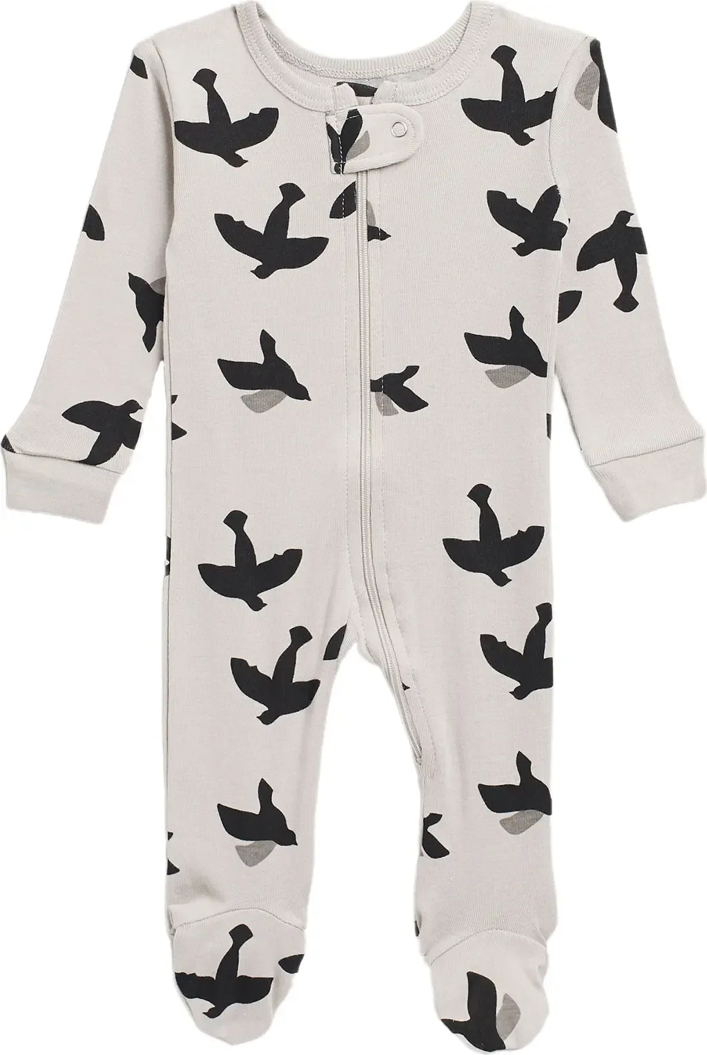 Bird Print Zip Pajama Footie by Leveret