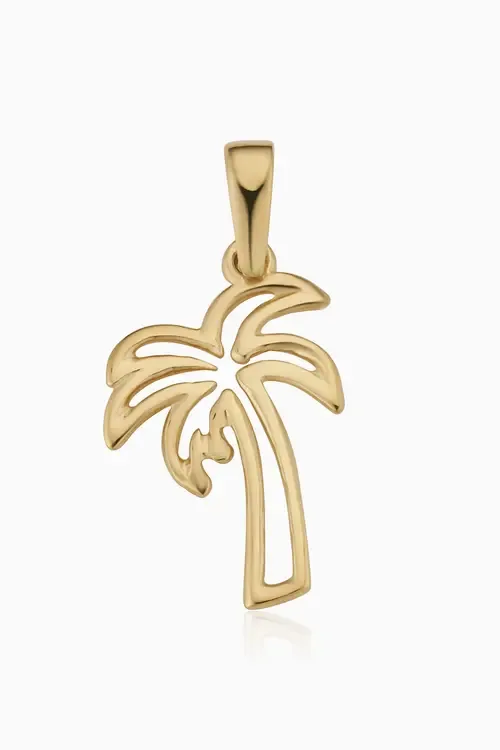 14K Yellow Gold Royal Palms Pendant Charm by Oradina