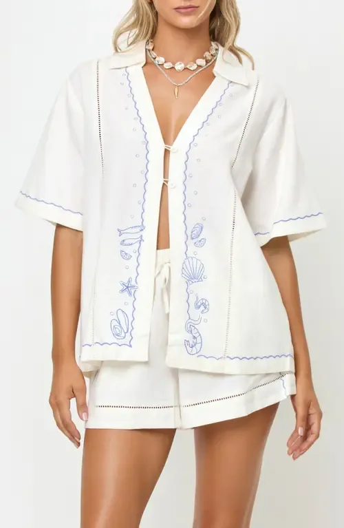 La Mer Embroidered Cover-Up Shirt by LSPACE