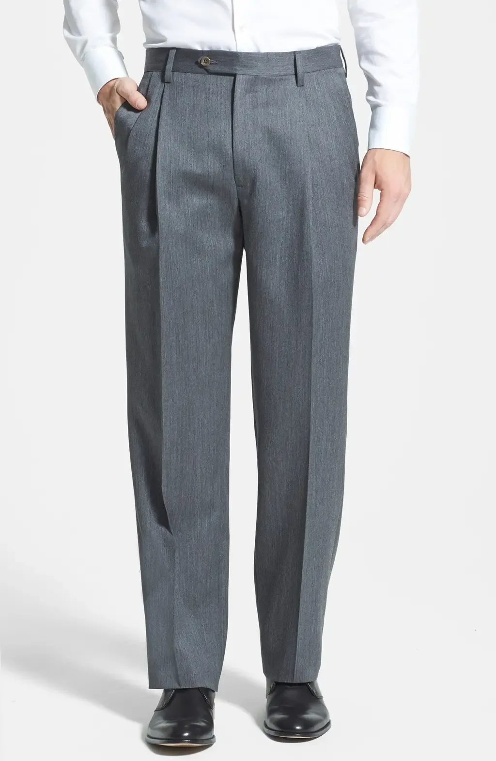 Pleated Classic Fit Wool Gabardine Dress Pants by Berle