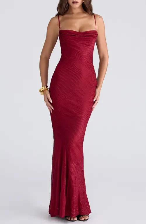 Nalani Satin Burnout Gown by HOUSE OF CB