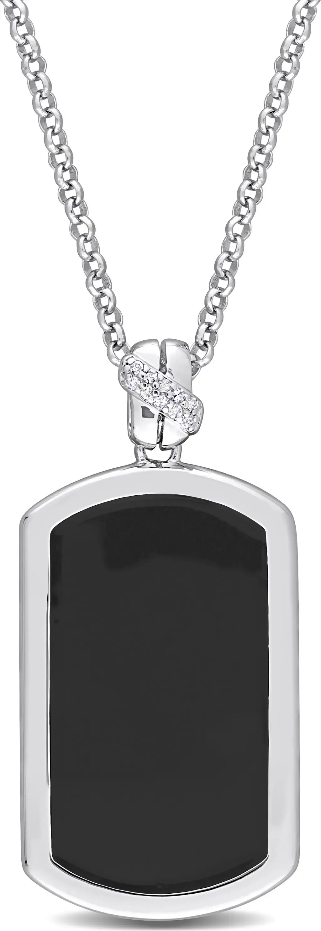 Black Diamond Accent Hexagon Enamel Necklace by Julianna B.
