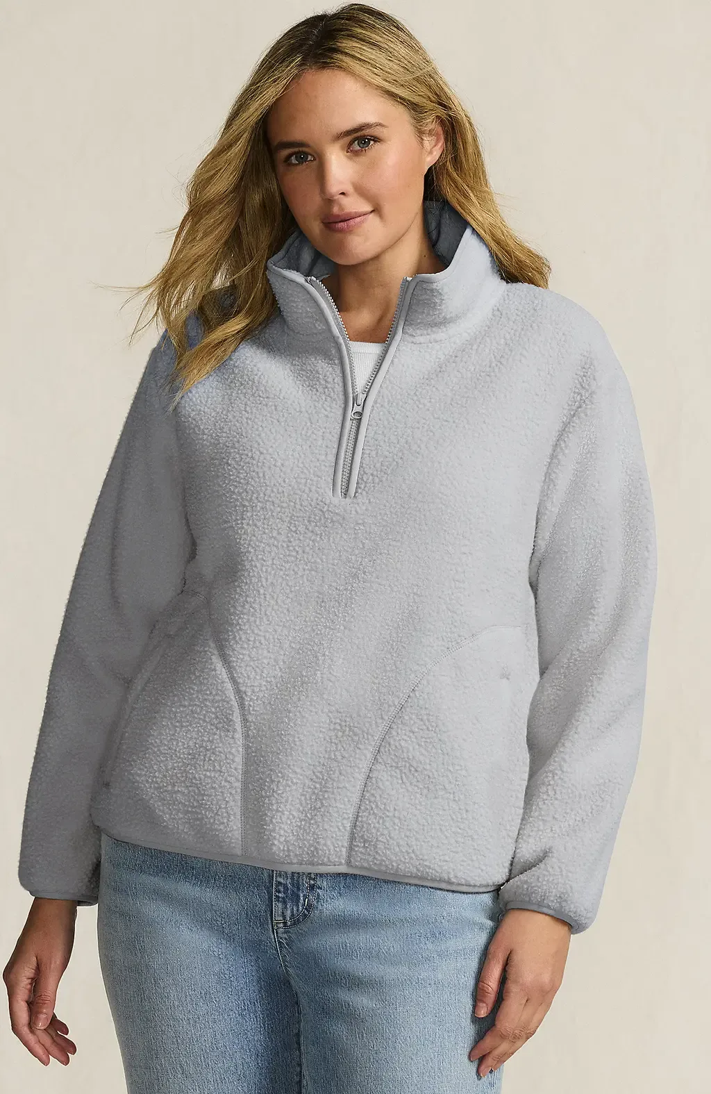 Print Half Zip Cozy High Pile Fleece Pullover by Lands' End