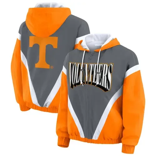 WEAR by Erin Andrews Tennessee Orange/Gray Tennessee Volunteers Colorblock Full-Zip Hoodie Windbreaker Jacket by WEAR by Erin Andrews