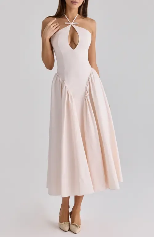 Lilli Keyhole Halter Fit & Flare Cocktail Dress by HOUSE OF CB
