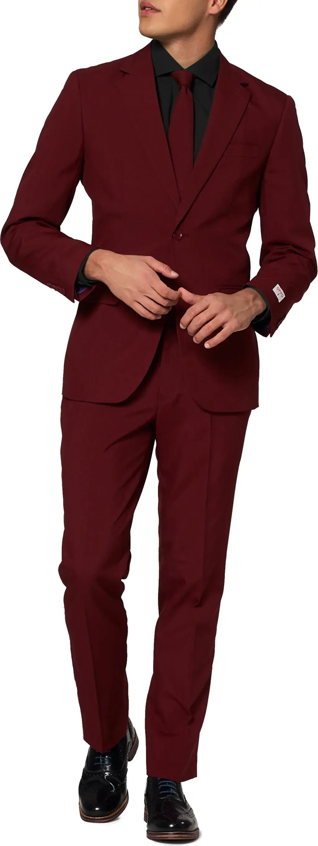 Blazing Burgundy Slim Fit Two-Piece Suit & Tie Set by OppoSuits