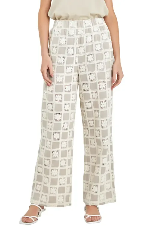 Crocket Patchwork Wide Leg Pants by English Factory