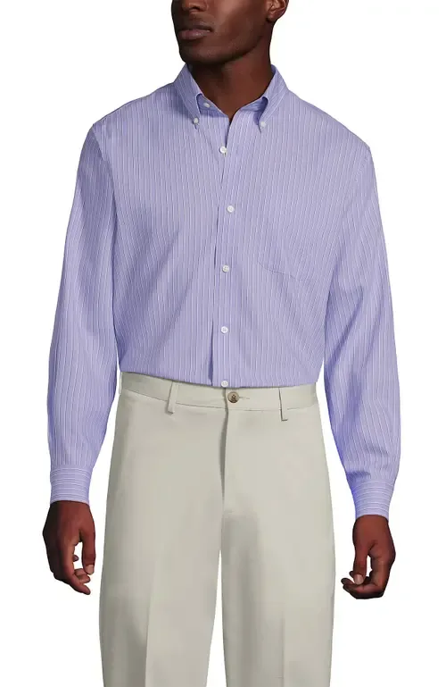 No Iron Supima Cotton Pinpoint Buttondown Collar Dress Shirt by Lands' End