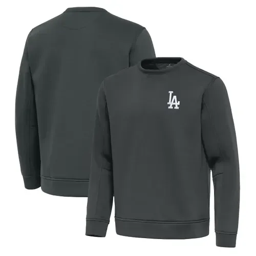 Antigua Pewter Los Angeles Dodgers Relevant Lightweight Pullover Sweatshirt by ANTIGUA