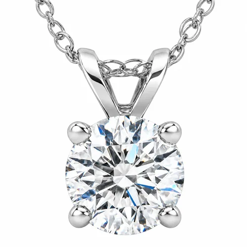 Certified 2 1/4ct Lab Grown Diamond Solitaire Pendant Gold Necklace in 14K White Gold by Bliss Diamond