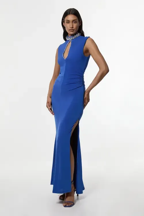 Embellished Jersey Crepe Maxi Dress by Karen Millen
