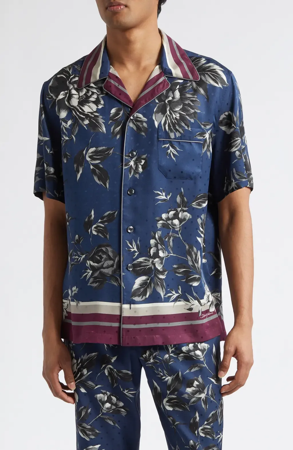 Peony Print Silk Twill Hawaii Shirt by Dolce&Gabbana